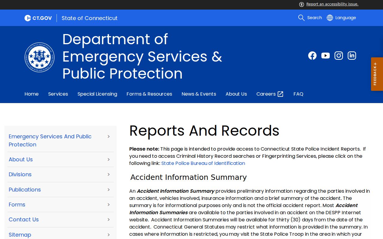 Waterbury arrest history DESPP state reports and records