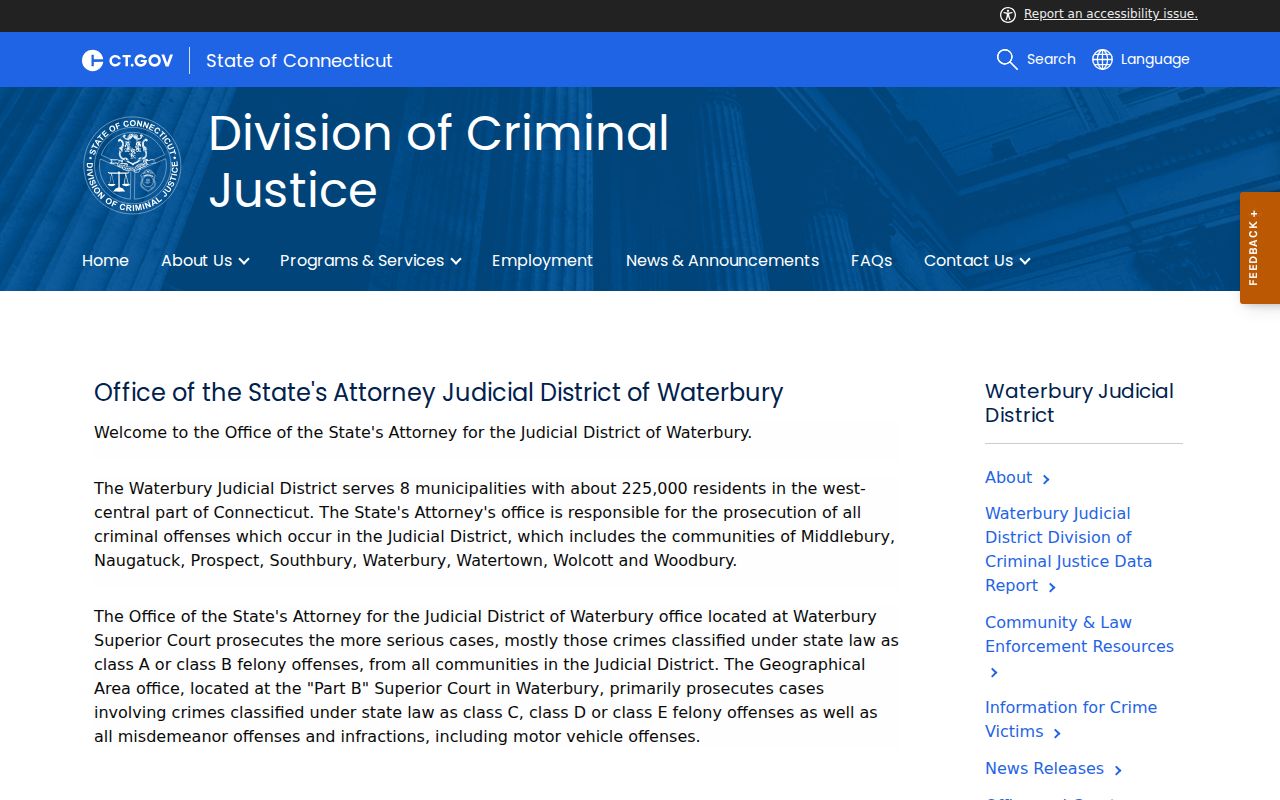 Waterbury criminal history State's Attorney