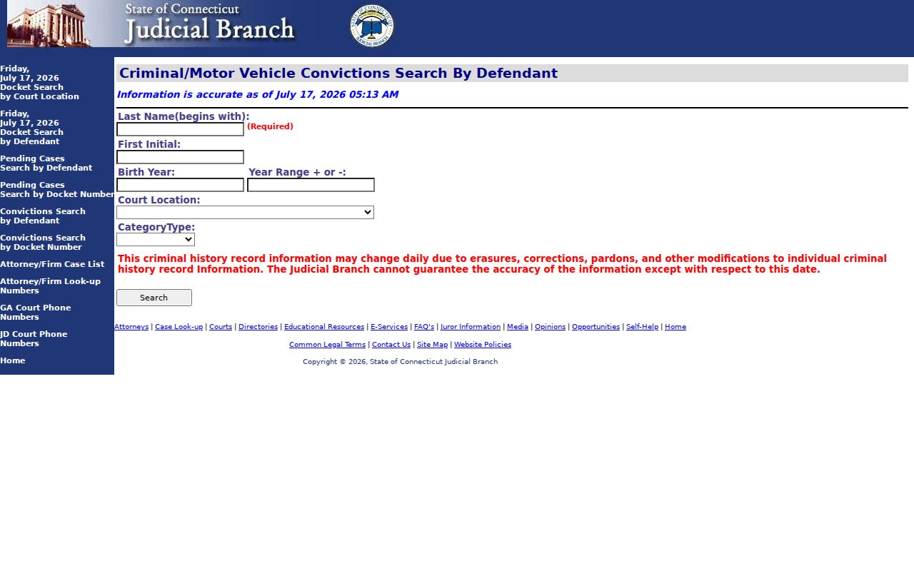 Waterbury criminal court conviction search